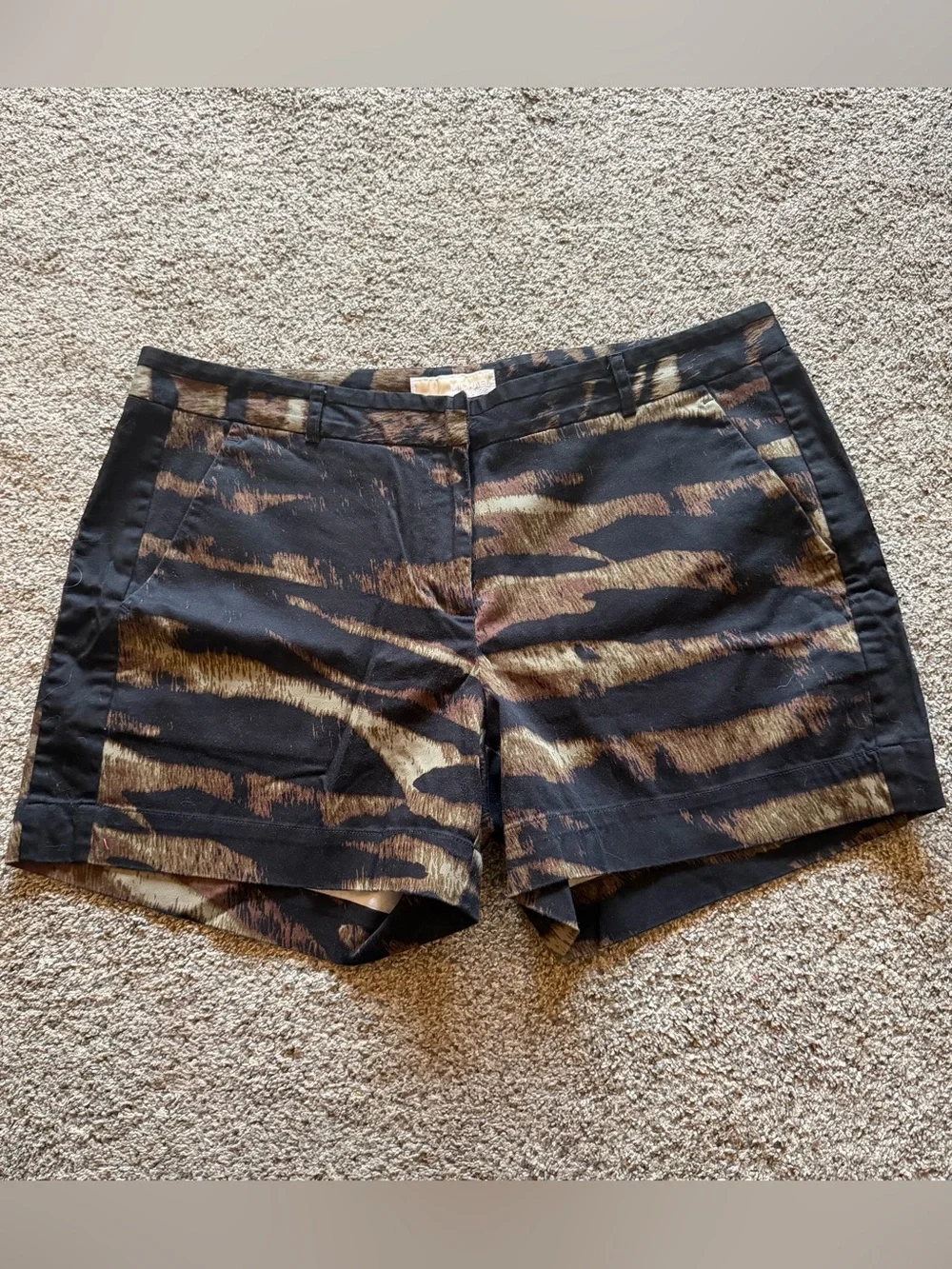 Michael Kors Black & Brown Animal Print Dress Shorts NWOT